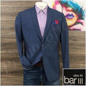 Bar III Mens Blazer Sport Coat Two Button Jacket Wool 44R Slim Fit Casual‎ Suits